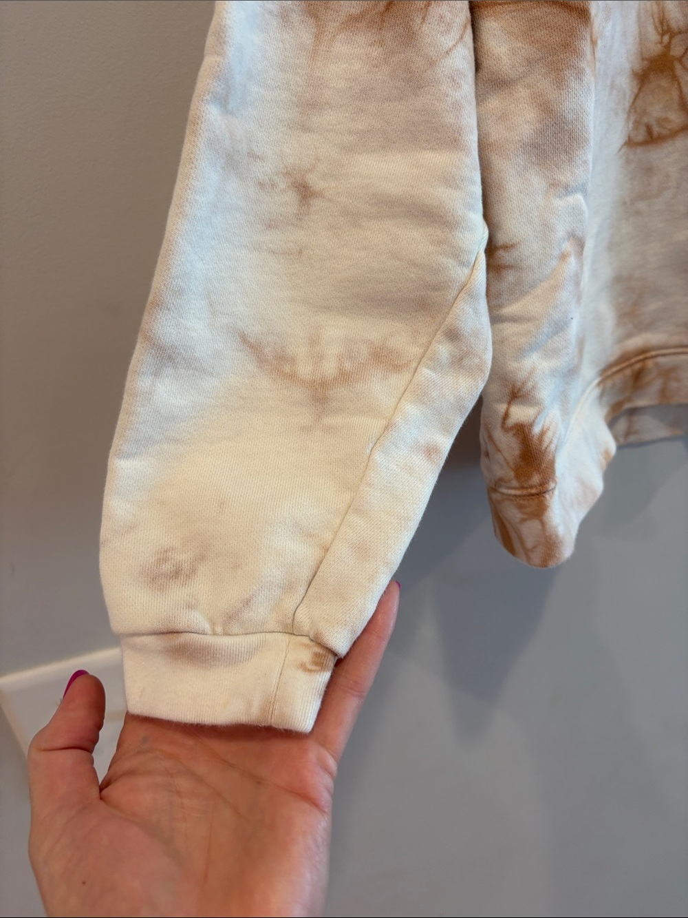 Madewell Tie-Dye Crewneck Sweatshirt in Cream and Brown ptp 19 length 22 - Picture 6 of 7